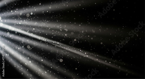 An abstract artistic composition featuring dynamic light rays and sparkling particles. A striking visual symphony of beams and motes on a backdrop of infinite darkness.