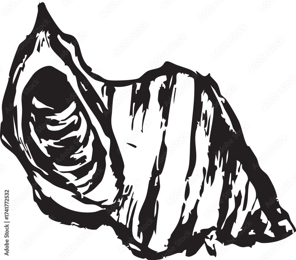 Obraz premium つぶ貝の和風アートな水墨画挿絵イラスト