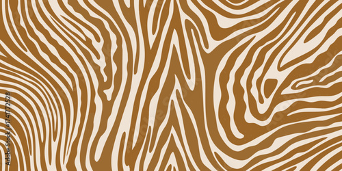 Abstract zebra stripe pattern in warm brown and cream colors