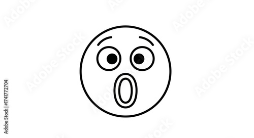 Surprised emoji vector illustration conveys shock and amazement with outlined facial expression