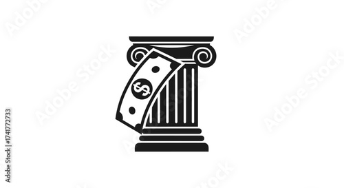 Financial stability and strength showcased with a classic pillar and money icon design