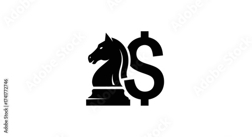 Strategic investment concept featuring chess knight and dollar symbol combination