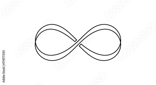 Infinity symbol on a white background representing limitless possibilities and eternity