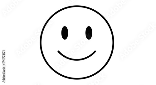 Simple Black and White Smiley Face Icon Design with a Minimalist Style Graphic Illustration