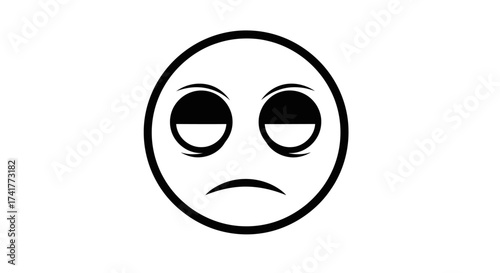 Drowsy emoticon conveying tiredness and fatigue in a minimalist style illustration