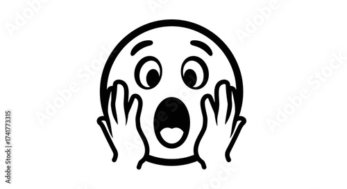 Expressive shock and awe emoji face conveying intense emotion, horror reaction