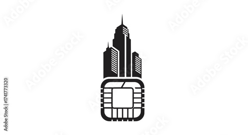 Modern cityscape integrated with technology, showing the connection between urban life and digital