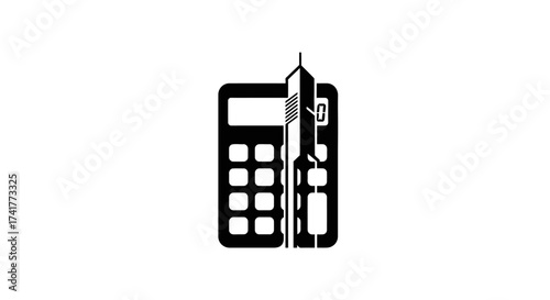 Abstract financial building calculator icon concept, finance, growth and investment