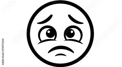 Cartoon face with sad expression conveying disappointment sorrow and emotional distress