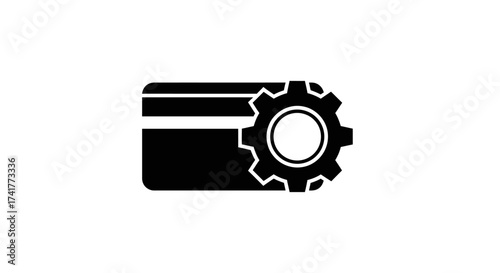 Black and white icon illustration depicting credit card settings and automation tools