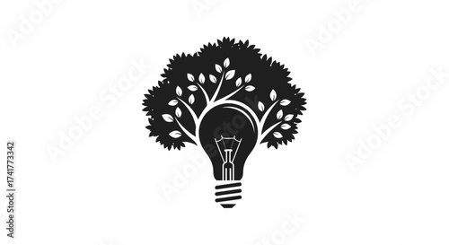 Creative concept of a lightbulb tree symbolizing innovative ideas and growth in business