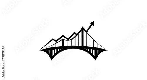 Abstract Financial Growth Concept Represented with a Bridge and Upward Arrow
