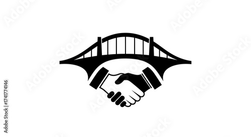 Abstract representation of collaboration agreement and trust bridge construction concept design