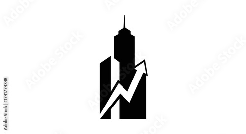 Financial district growth: A minimalist black and white representation of economic expansion