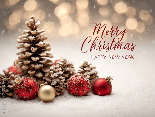 Classic Christmas Greeting with Pinecones