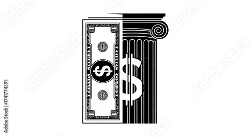 Symbolic Representation of Finance and History: Dollar Bill and Classical Column