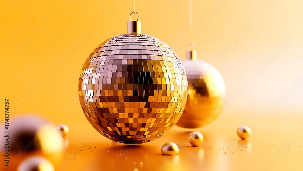 Obraz premium Disco Balls with Golden Background