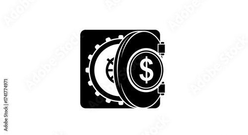 Secure financial technology icon representing investment and wealth protection using a safe