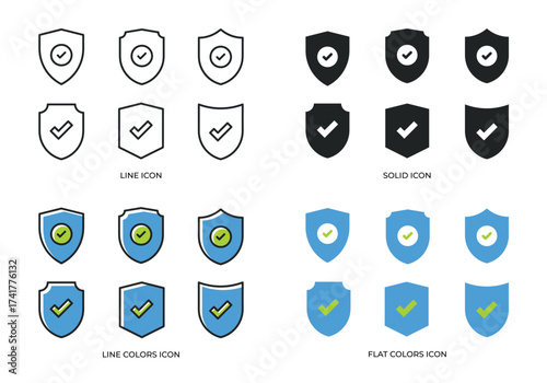 Shield Protection Icons. Multi series icons collection