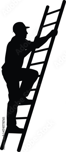 Man climbing ladder silhouette black