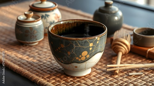 pottery cup on the table