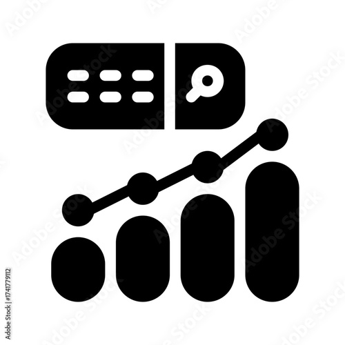 icon data analytics with style glyph