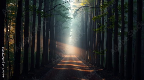 dark forest in the fog