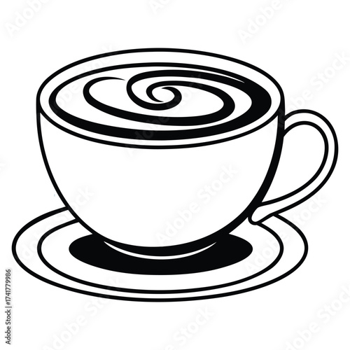 A black silhouette of a hot drink with cinnamon