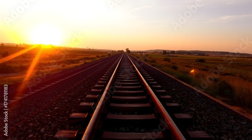 railway in the sunset