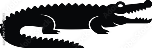 Black crocodile silhouette alligator reptile