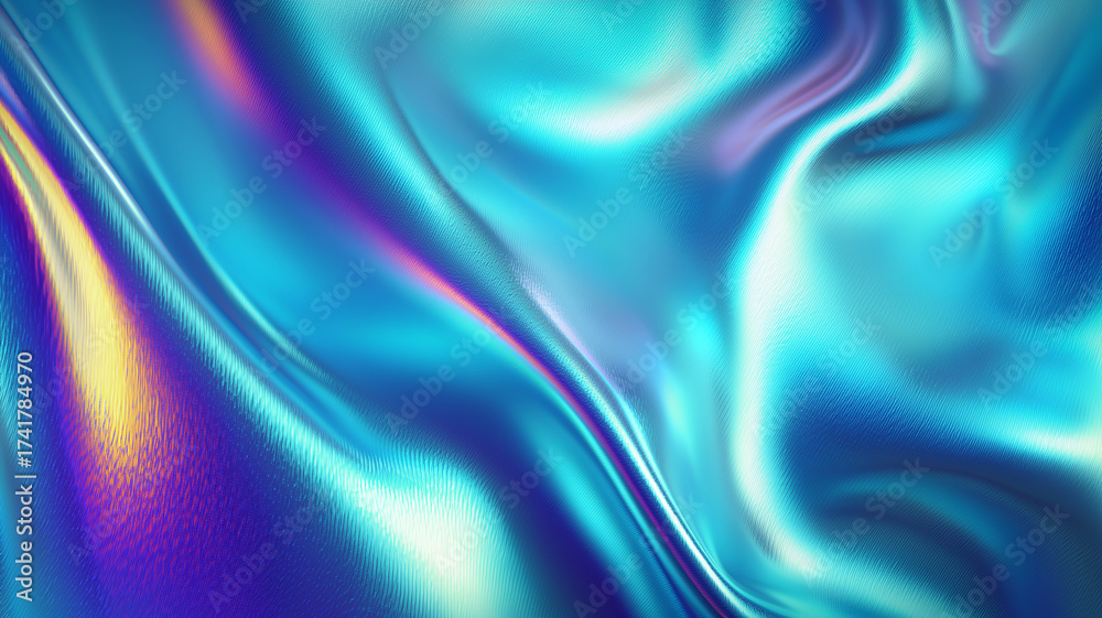 Obraz premium Shimmering satin like surface with subtle linear ridges and blended hues forming graceful flowing folds. 
