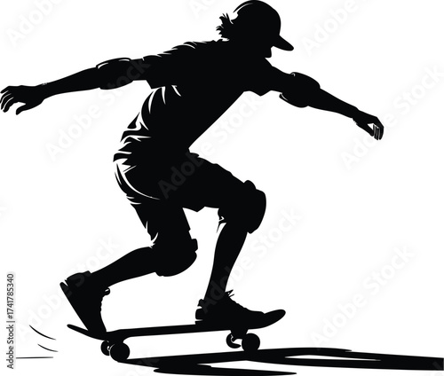 Skater performing trick vector silhouette