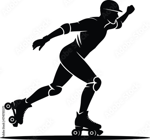 Roller skater action silhouette sport speed