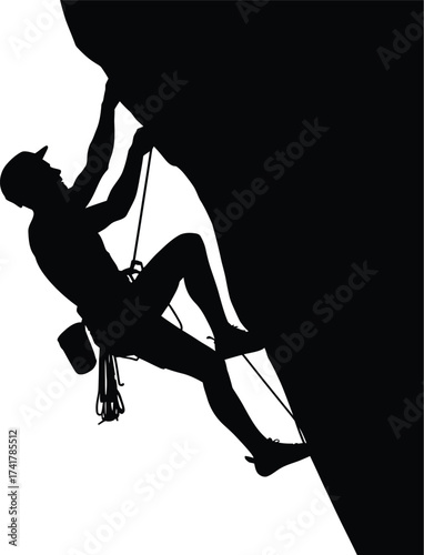Man climbing rock face rock climbing silhouette