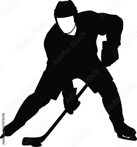 Hockey player action silhouette ice hockey black