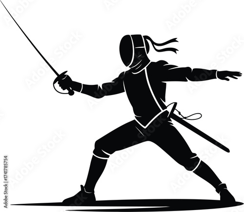 Fencer lunging with sword fencing sport