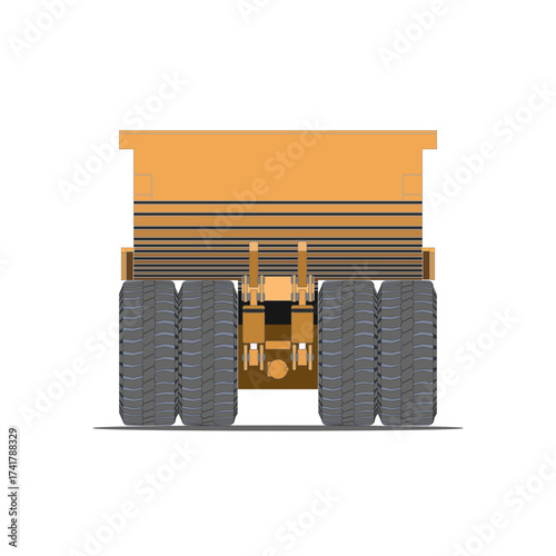 Mining Dumper Truck Back View