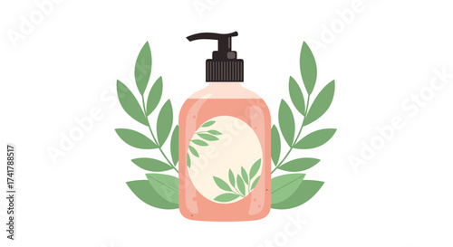A gentle botanical infused liquid soap product with a smooth texture and a decorative label.