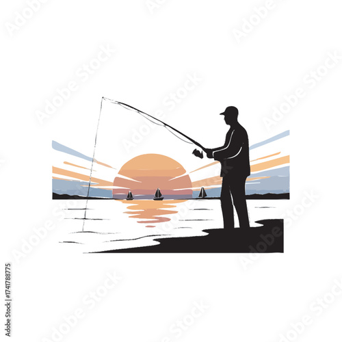 silhoutte of a fisherman 