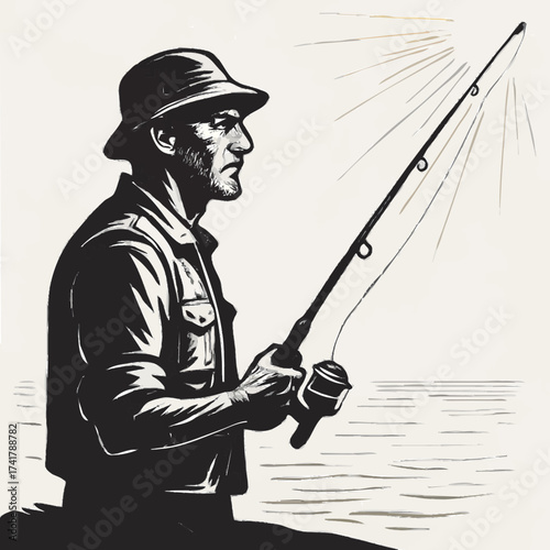 fisherman with fishing rod