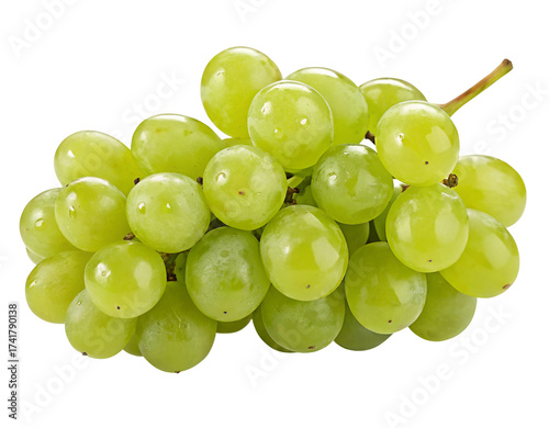 Fresh green grapes bunch isolated healthy fruit food photography natural produce