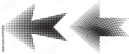 Vector art of halftone arrows pointing in opposite directions, a simple graphic element