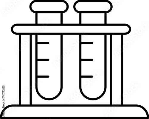 Black test tubes icon - outline