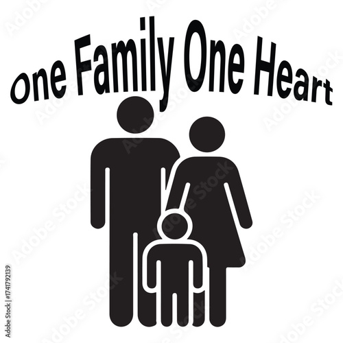 One Family One Heart Icon | Family Love and Unity Symbol Silhouette