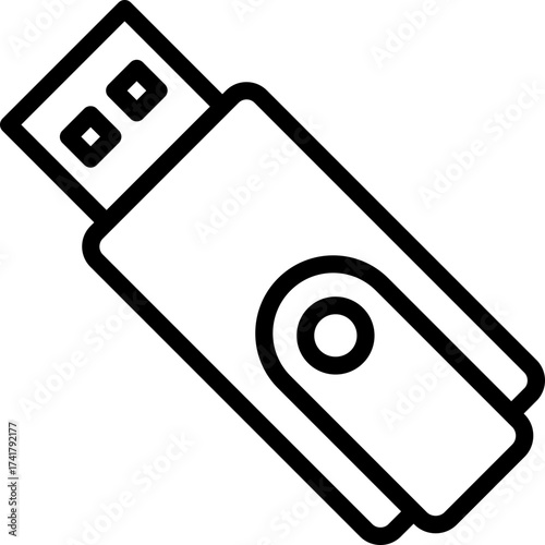 Black flashdisk icon - outline