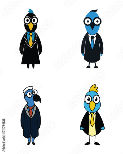 Cartoon Birds in Suits A Collection of Dapper Avian Characters