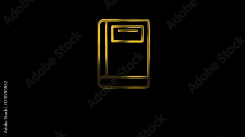Shiny golden book icon for apps, logos, or design.