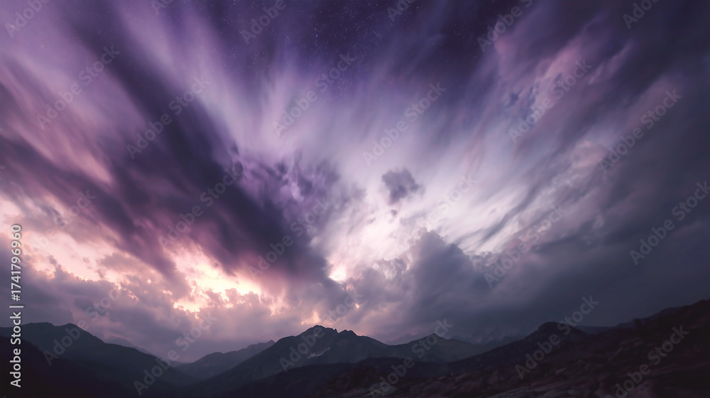 Fototapeta premium Time-lapse of dramatic clouds racing across mountain peaks.
