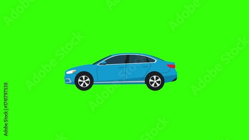 Green Screen Sedan Car Vector