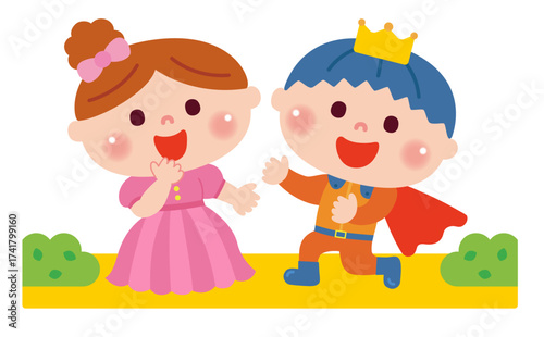 お遊戯会で劇をしている子どもたちのイラスト